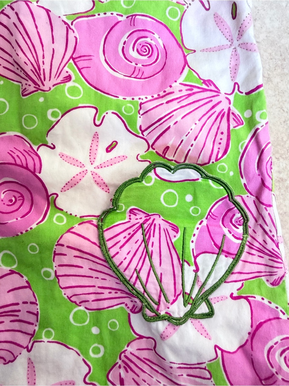 Lilly Pulitzer Green Dress with Pink and White Shell Print - Picture 3 of 9